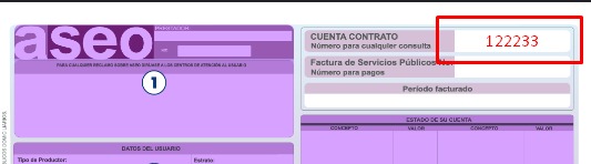 Ejemplo de cuenta contrato en el recibo